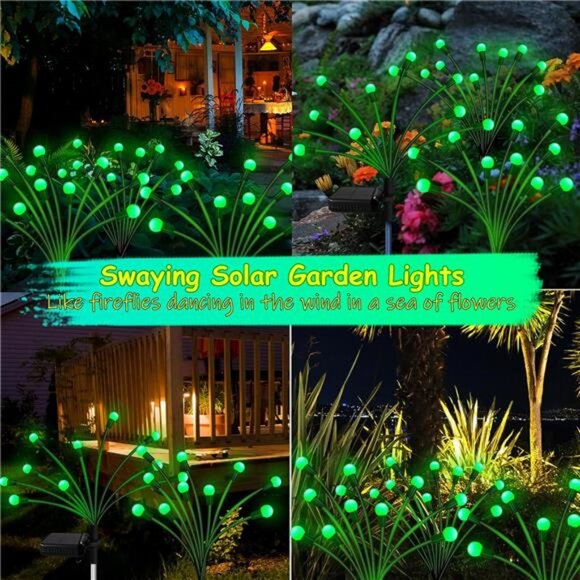 Solar Halloween Lights Outdoor, 2 Pack 20 LED Solar Green Firefly Lights - Picture 5 of 7